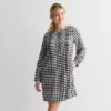 Women's Sonoma Goods For Life® Long Sleeve Pintuck Dress -Sonoma Goods For Life Shop 7599826 Ivory Black Check