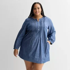 Plus Size Sonoma Goods For Life® Long Sleeve Pintuck Dress
