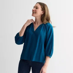 Women's Sonoma Goods For Life® Button Up Peasant Top -Sonoma Goods For Life Shop 7599895 Midnight Sapphire