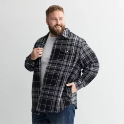 Big & Tall Sonoma Goods For Life® Heavyweight Flannel Long Sleeve Button-Down Shirt 14 Big & Tall Sonoma Goods For Life® Heavyweight Flannel Long Sleeve Button-Down Shirt -Sonoma Goods For Life Shop 7609394 Black Grey Plaid