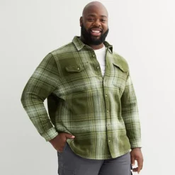 Big & Tall Sonoma Goods For Life® Heavyweight Flannel Long Sleeve Button-Down Shirt 17 Big & Tall Sonoma Goods For Life® Heavyweight Flannel Long Sleeve Button-Down Shirt -Sonoma Goods For Life Shop 7609394 Green Plaid