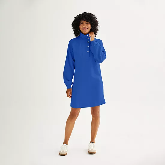Petite Sonoma Goods For Life® Snap Collar Dolman Sleeve Sweatshirt Dress 5 Petite Sonoma Goods For Life® Snap Collar Dolman Sleeve Sweatshirt Dress - Image 3