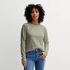 Petite Sonoma Goods For Life® Everyday Long Sleeve Crew Tee -Sonoma Goods For Life Shop 7617172 Madri Green