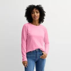 Petite Sonoma Goods For Life® Everyday Long Sleeve Crew Tee -Sonoma Goods For Life Shop 7617172 Melrose Pink