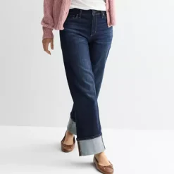 Women's Sonoma Goods For Life® High Rise Wide Leg Cuff Jeans -Sonoma Goods For Life Shop 7623268 Super Dark Wash 1