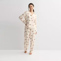 Petite Sonoma Goods For Life® Flannel Notch Pajama Top & Pajama Bottoms Set -Sonoma Goods For Life Shop 7623996 Christmas Reindeer 1
