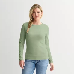 Petite Sonoma Goods For Life® Long Sleeve Crewneck T-Shirt -Sonoma Goods For Life Shop 7624775 Madri Green