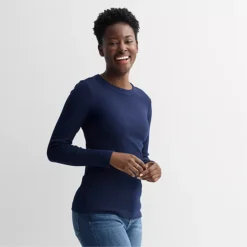 Petite Sonoma Goods For Life® Long Sleeve Crewneck T-Shirt -Sonoma Goods For Life Shop 7624775 Seattle Navy