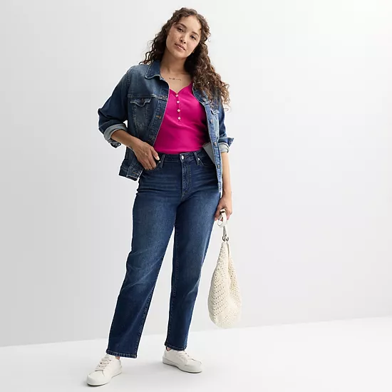 Women's Sonoma Goods For Life® Curvy High-Rise Straight Leg Jeans 7 Women's Sonoma Goods For Life® Curvy High-Rise Straight Leg Jeans - Image 5