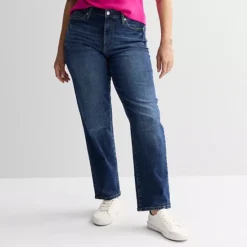 Women's Sonoma Goods For Life® Curvy High-Rise Straight Leg Jeans 18 Women's Sonoma Goods For Life® Curvy High-Rise Straight Leg Jeans -Sonoma Goods For Life Shop 7626908 Dark Wash 1