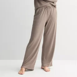 Women's Sonoma Goods For Life® Ribbed Open Leg Pajama Pants -Sonoma Goods For Life Shop 7627066 Basha Brown