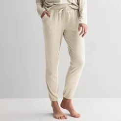Women's Sonoma Goods For Life® Ribbed Cuffed Pajama Pants -Sonoma Goods For Life Shop 7627070 Egret 1