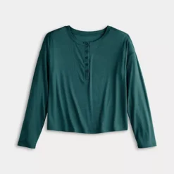 Women's Sonoma Goods For Life® Ribbed Long Sleeve Pajama Top -Sonoma Goods For Life Shop 7627072 ALT4