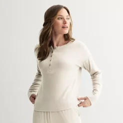 Women's Sonoma Goods For Life® Ribbed Long Sleeve Pajama Top