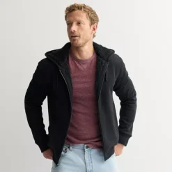 Men's Sonoma Goods For Life® High-Pile Fleece Full Zip Hoodie -Sonoma Goods For Life Shop 7628586 Black