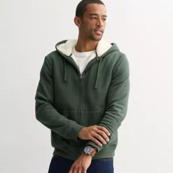 Men's Sonoma Goods For Life® High-Pile Fleece Full Zip Hoodie -Sonoma Goods For Life Shop 7628586 Pine