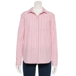 Women's Sonoma Goods For Life® Adaptive Everyday Button-Up Shirt -Sonoma Goods For Life Shop 7629082 Blush White Stripe