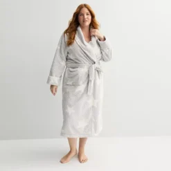 Plus Size Sonoma Goods For Life® Long Plush Wrap Robe -Sonoma Goods For Life Shop 7634789 Gray Bold Star