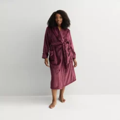 Plus Size Sonoma Goods For Life® Long Plush Wrap Robe -Sonoma Goods For Life Shop 7634789 Mauve Wine