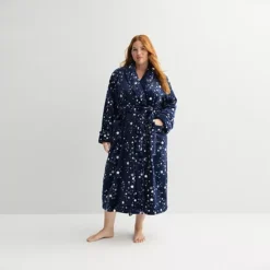 Plus Size Sonoma Goods For Life® Long Plush Wrap Robe -Sonoma Goods For Life Shop 7634789 Navy Galaxy