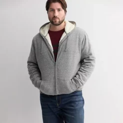 Big & Tall Sonoma Goods For Life® High-Pile Fleece Full-Zip Hoodie -Sonoma Goods For Life Shop 7647694 Grey Heather