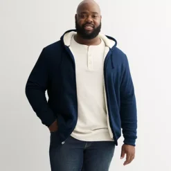 Big & Tall Sonoma Goods For Life® High-Pile Fleece Full-Zip Hoodie -Sonoma Goods For Life Shop 7647694 Navy