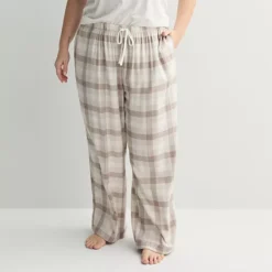 Plus Size Sonoma Goods For Life® Cozy Pajama Pants -Sonoma Goods For Life Shop 7647833 Netural Tonal Plaid