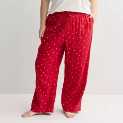 Plus Size Sonoma Goods For Life® Cozy Pajama Pants -Sonoma Goods For Life Shop 7647833 Red Heart