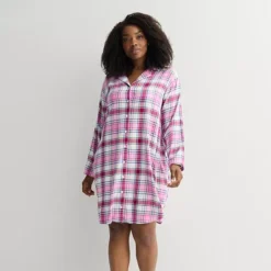 Plus Size Sonoma Goods For Life® Flannel Boyfriend Sleepshirt -Sonoma Goods For Life Shop 7649086 Berry Wonder Plaid