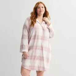 Plus Size Sonoma Goods For Life® Flannel Boyfriend Sleepshirt -Sonoma Goods For Life Shop 7649086 Ivory Dream Plaid