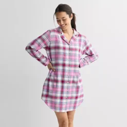 Women's Sonoma Goods For Life® Flannel Boyfriend Sleepshirt -Sonoma Goods For Life Shop 7649087 Berry Wonder Plaid