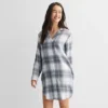 Women's Sonoma Goods For Life® Flannel Boyfriend Sleepshirt -Sonoma Goods For Life Shop 7649087 Gray Dream Plaid