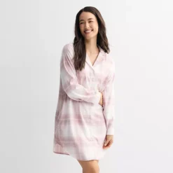 Women's Sonoma Goods For Life® Flannel Boyfriend Sleepshirt -Sonoma Goods For Life Shop 7649087 Ivory Dream Plaid