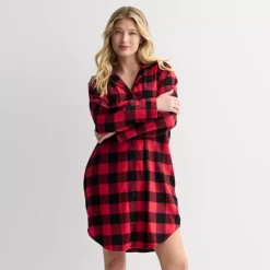 Women's Sonoma Goods For Life® Flannel Boyfriend Sleepshirt -Sonoma Goods For Life Shop 7649087 Red Classic Buffalo