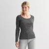 Women's Sonoma Goods For Life® Rib Long Sleeve Scoop Neck Tee -Sonoma Goods For Life Shop 7649100 Black Basic Stripe