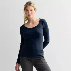 Women's Sonoma Goods For Life® Rib Long Sleeve Scoop Neck Tee -Sonoma Goods For Life Shop 7649100 Seattle Navy