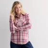 Women's Sonoma Goods For Life® Knit Plaid Shirt -Sonoma Goods For Life Shop 7649197 Berry Pink Plaid