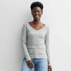 Women's Sonoma Goods For Life® Long Sleeve V-Neck Tee -Sonoma Goods For Life Shop 7649245 Dovetail Heather