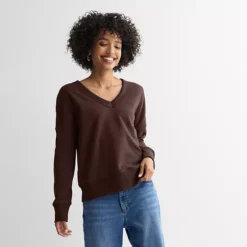 Women's Sonoma Goods For Life® Relaxed Fleece V-Neck Sweatshirt -Sonoma Goods For Life Shop 7651877 Naveena Plum 1
