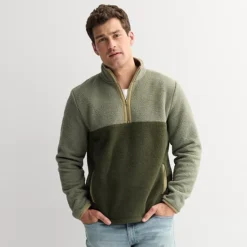 Men's Sonoma Goods For Life® Arctic Fleece Half-Zip Pullover -Sonoma Goods For Life Shop 7653780 Green Color Block