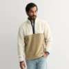 Men's Sonoma Goods For Life® Arctic Fleece Half-Zip Pullover -Sonoma Goods For Life Shop 7653780 Tan Color Block