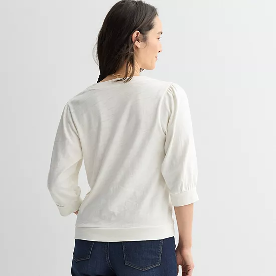 Women's Sonoma Goods For Life® Puff Sleeve Button Front Top 4 Women's Sonoma Goods For Life® Puff Sleeve Button Front Top - Image 2