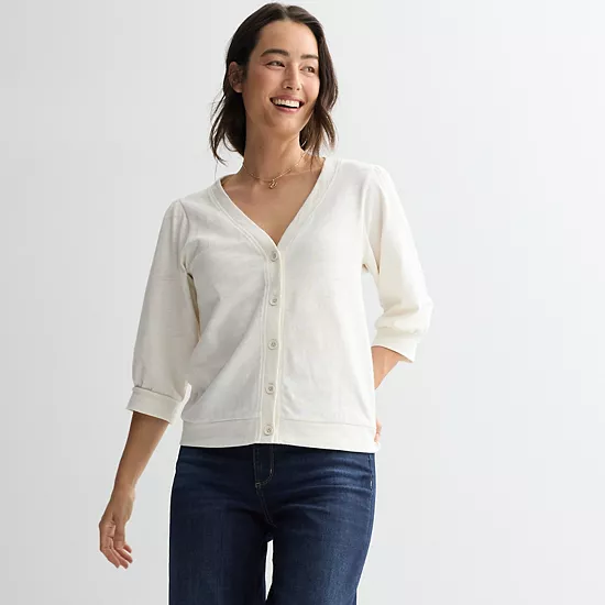 Women's Sonoma Goods For Life® Puff Sleeve Button Front Top 8 Women's Sonoma Goods For Life® Puff Sleeve Button Front Top - Image 6