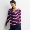 Women's Sonoma Goods For Life® Cozy Tunic Tee -Sonoma Goods For Life Shop 7660787 Plum Ecru Stripe
