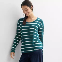Women's Sonoma Goods For Life® Cozy Tunic Tee -Sonoma Goods For Life Shop 7660787 Teal Ivory Stripe