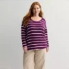 Plus Size Sonoma Goods For Life® Cozy Tunic Tee -Sonoma Goods For Life Shop 7660832 Plum Ecru Stripe