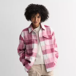Women's Sonoma Goods For Life® Oversized Shacket -Sonoma Goods For Life Shop 7665149 Heather Pink Plaid 1