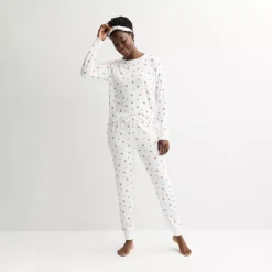 Petite Sonoma Goods For Life® Pajama Top & Pajama Bottoms Sleep Set 17 Petite Sonoma Goods For Life® Pajama Top & Pajama Bottoms Sleep Set -Sonoma Goods For Life Shop 7711976 Ivory Cherry 1