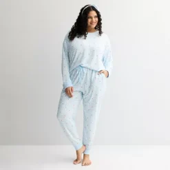 Plus Size Sonoma Goods For Life® 2 Pack Pajama Top & Pajama Bottoms Set -Sonoma Goods For Life Shop 7711977 Blue Gingham Heart