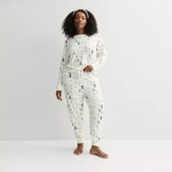 Plus Size Sonoma Goods For Life® 2 Pack Pajama Top & Pajama Bottoms Set -Sonoma Goods For Life Shop 7711977 Ivory Ski